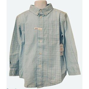 Wonder Nation Boys Button Down Shirt Size 4-5 Long Sleeve Blue Plaid Pocket